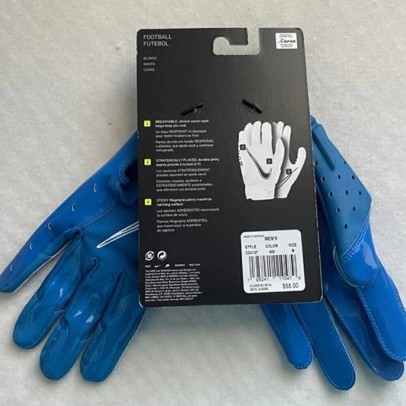 Nike Vapor Jet 6.0 Adult Football Gloves Blue Men's Size M & L CZ4127-49… - Picture 2 of 6